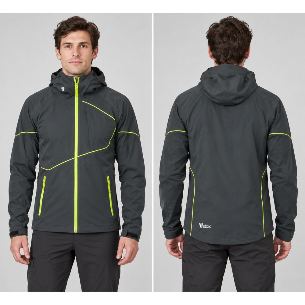 Stoic Welder Hi Softshell Jacket Men's Small Charcoal Gray Neon Green Full Zip